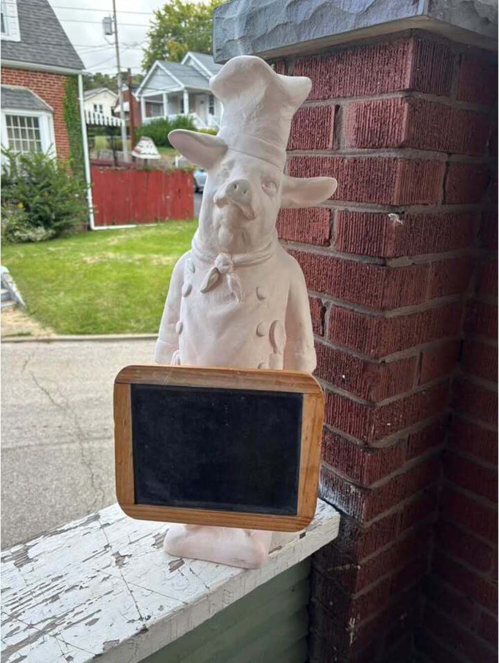 Chef Pig Statue with Chalkboard